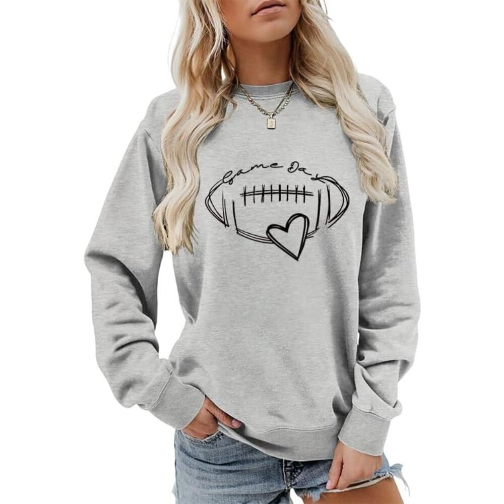 Women'S Vintage Football Graphic Sweatshirt Long Sleeve Casual Pullover